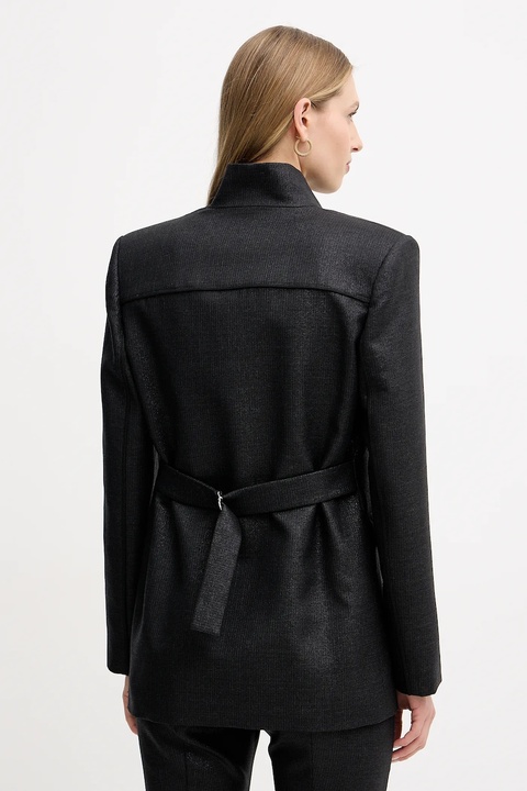 Pinko marynarka z dodatkiem wełny kolor czarny jednorzędowa gładka 106098 A305 - zdjęcie produktu nr 2