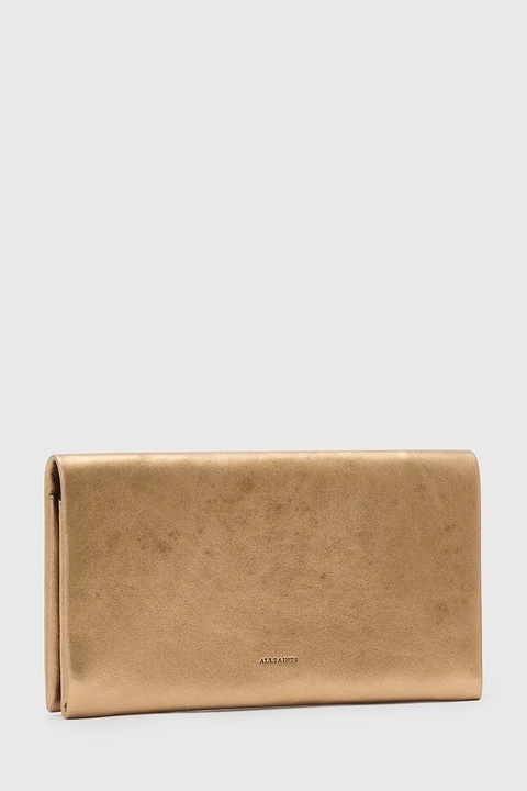 AllSaints portfel skórzany HARLUNA damski kolor złoty W208XD - zdjęcie produktu nr 1