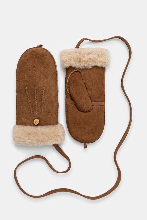 Emu Australia rękawiczki skórzane damskie kolor brązowy W7019 - zdjęcie produktu nr 1