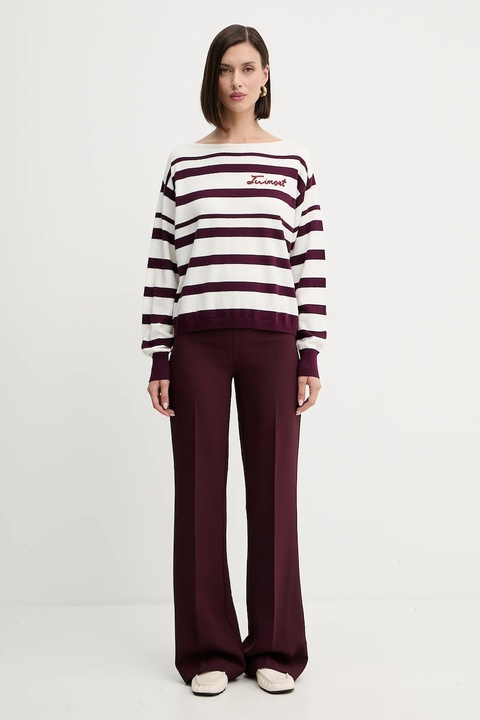 Twinset sweter z domieszką wełny damski kolor bordowy lekki 252TP3091 - zdjęcie produktu nr 2