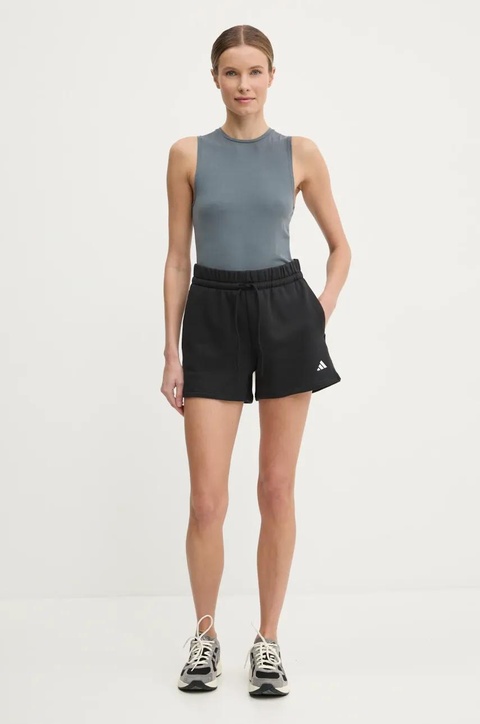 adidas szorty Essentials damskie kolor czarny gładkie high waist JC5925 - zdjęcie produktu nr 2
