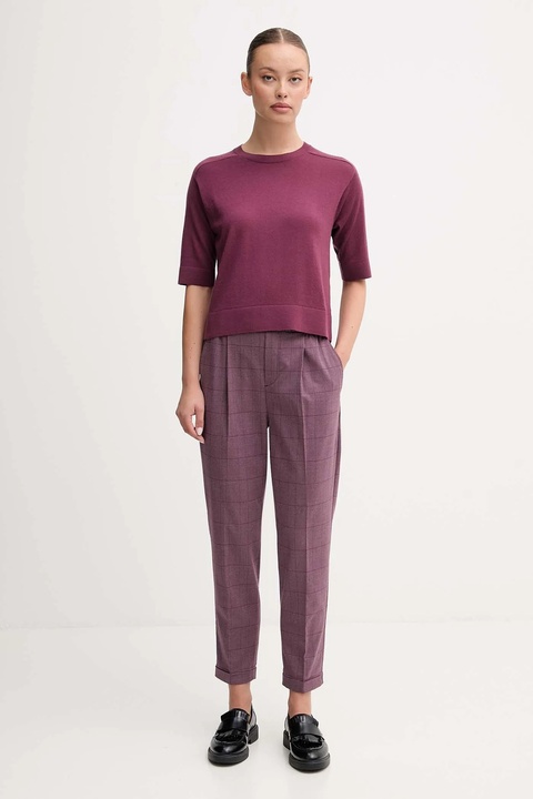 United Colors of Benetton sweter wełniany damskie kolor fioletowy lekki 11AHD10E6 - zdjęcie produktu nr 2