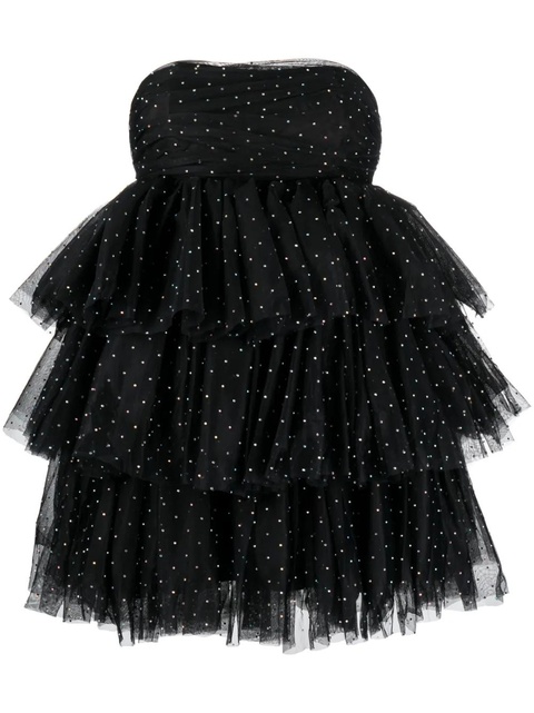 ROTATE BIRGER CHRISTENSEN crystal-embellished ruffle minidress - Black - zdjęcie produktu nr 1