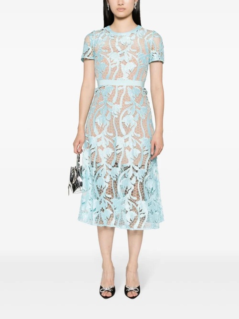 Self-Portrait guipure-lace flared midi dress - Blue - zdjęcie produktu nr 2