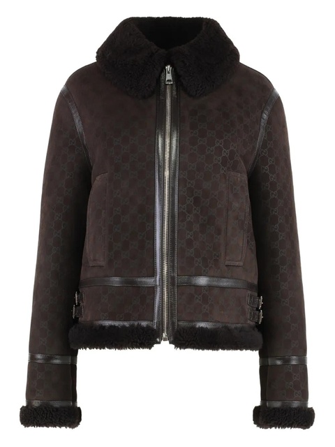 Gucci monogram-print suede jacket - Brown - zdjęcie produktu nr 1
