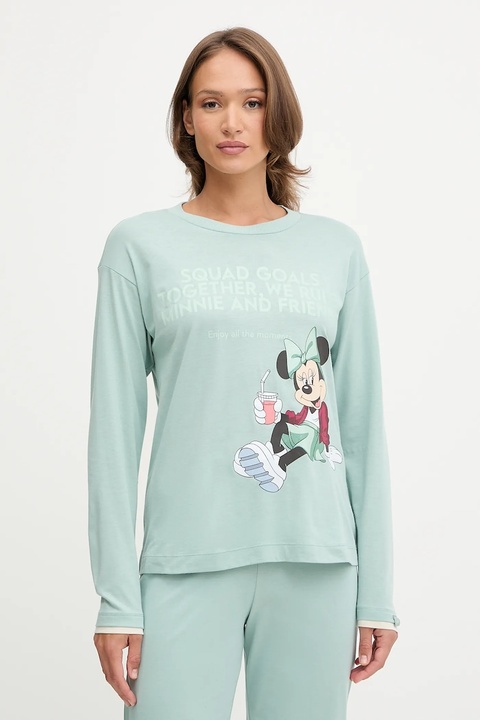 United Colors of Benetton longsleeve piżamowy damska kolor turkusowy 3Y5E3M07Q - zdjęcie produktu nr 1