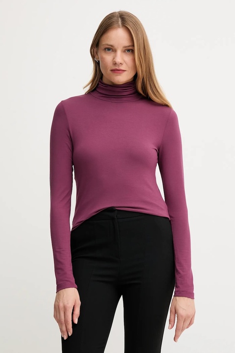 United Colors of Benetton longsleeve damski kolor fioletowy z golfem 3Z12D2010 - zdjęcie produktu nr 1