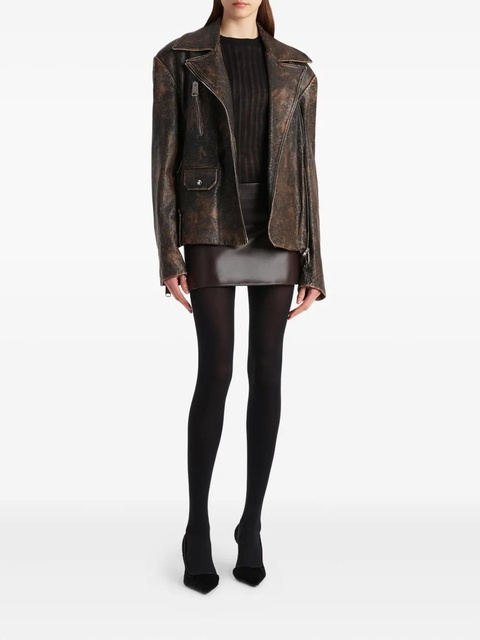 KHAITE Jett lambskin mini skirt - Brown - zdjęcie produktu nr 1