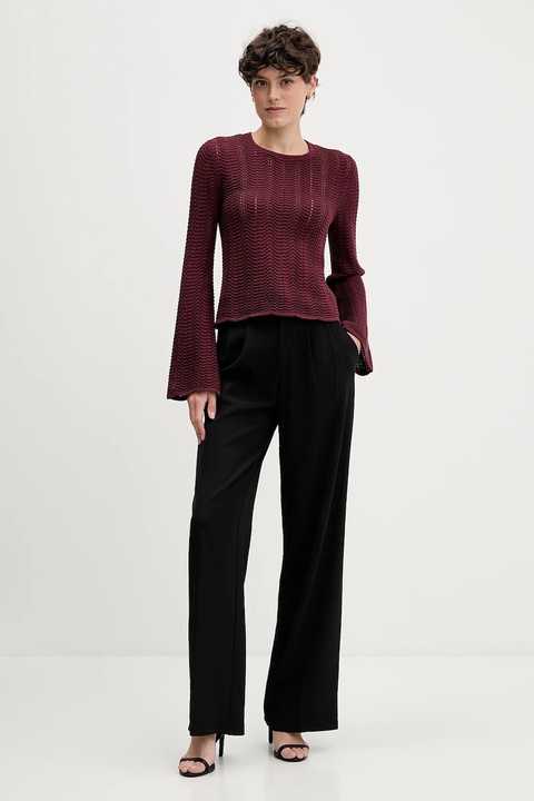 Sisley sweter bawełniany damski kolor bordowy lekki 1494M106O - zdjęcie produktu nr 1