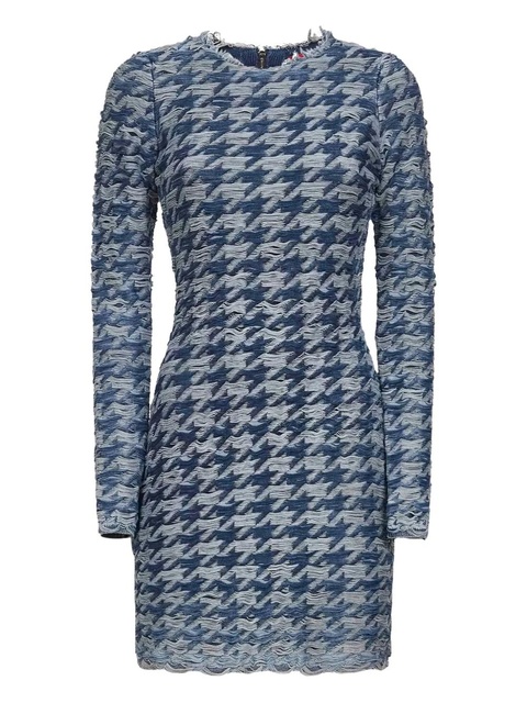 Diesel frayed-houndstooth mini dress - Blue - zdjęcie produktu nr 1