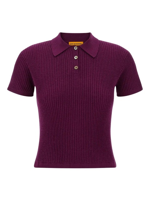 Guest In Residence cashmere polo shirt - Purple - zdjęcie produktu nr 1