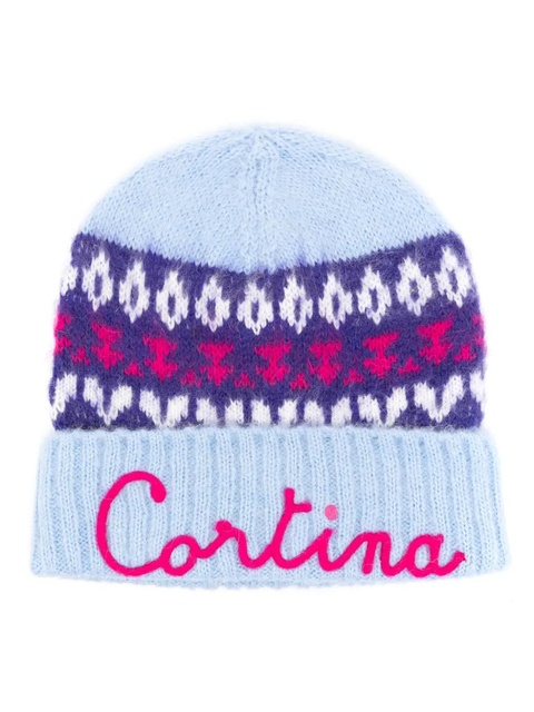 MC2 Saint Barth motif-embroidered fair-isle beanie - Blue - zdjęcie produktu nr 1