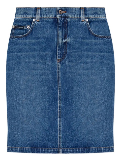 Dolce & Gabbana logo-plaque denim mini skirt - Blue - zdjęcie produktu nr 1