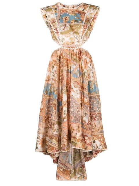 ZIMMERMANN Chintz floral-print sleeveless midi dress - Orange - zdjęcie produktu nr 1