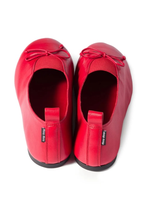 Miu Miu Élan bow-detail leather ballerina flats - Red - zdjęcie produktu nr 2
