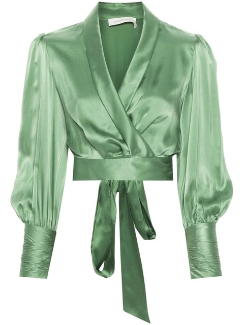 ZIMMERMANN silk cropped wrap top - Green - zdjęcie produktu nr 1