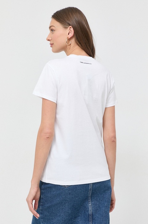Karl Lagerfeld t-shirt bawełniany kolor biały - zdjęcie produktu nr 2