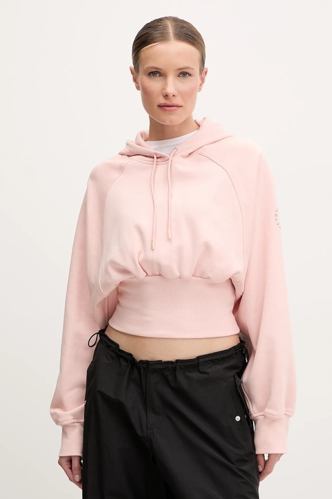 adidas by Stella McCartney bluza bawełniana damska kolor pomarańczowy z kapturem gładka JJ4161 - zdjęcie produktu nr 1