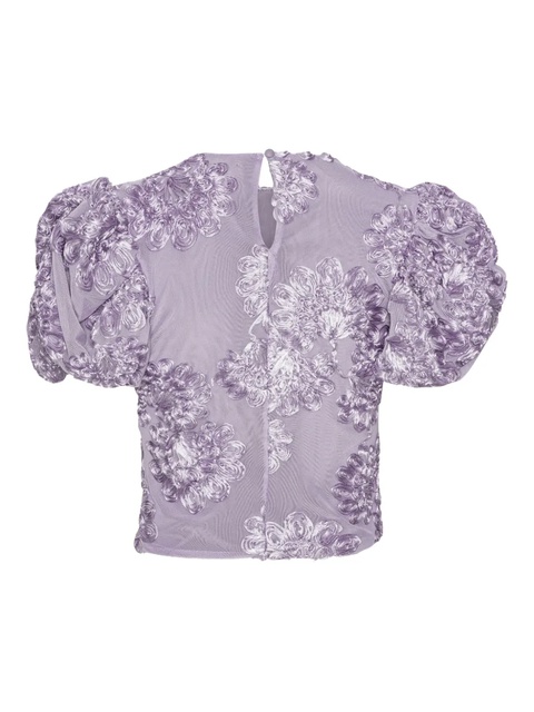 ROTATE BIRGER CHRISTENSEN puff-sleeve floral-embellished top - Purple - zdjęcie produktu nr 2