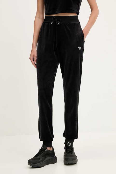 Guess spodnie dresowe welurowe COUTURE damskie kolor czarny gładkie V3BB27 K0232 - zdjęcie produktu nr 1