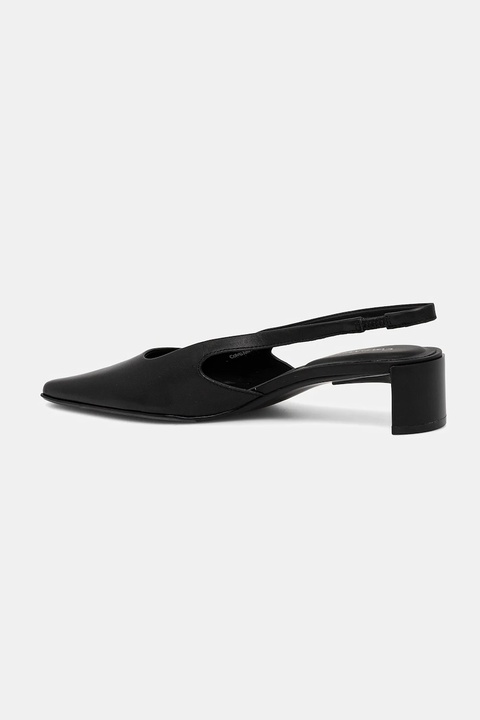 Calvin Klein czółenka skórzane SET BACK HEEL PUMP SLINGBACK LTH kolor czarny na słupku HW0HW02848 - zdjęcie produktu nr 2