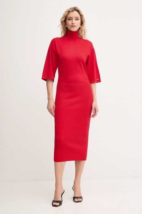 Twinset sukienka kolor czerwony midi dopasowana 252LI3BDD - zdjęcie produktu nr 1