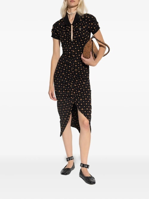 Vivienne Westwood Orb-print gathered dress - Black - zdjęcie produktu nr 2
