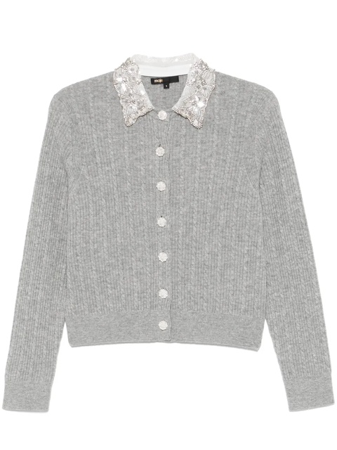Maje embellished-collar cardigan - Grey - zdjęcie produktu nr 1