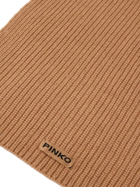 PINKO Slovenia ribbed label scarf - Brown - zdjęcie produktu nr 2