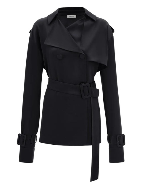Ferragamo satin double-breasted trench coat - Black - zdjęcie produktu nr 1