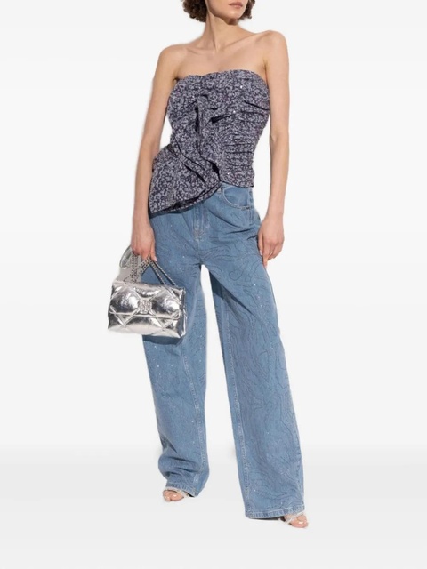 ROTATE BIRGER CHRISTENSEN floral-print strapless blouse - Purple - zdjęcie produktu nr 2