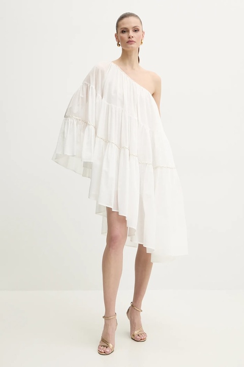 Simona Corsellini sukienka bawełniana kolor biały midi oversize P25CPAB045 - zdjęcie produktu nr 2