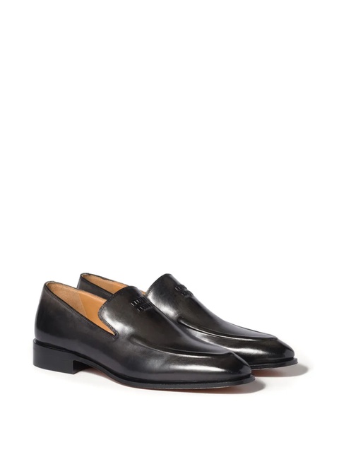 Miu Miu embossed-logo leather loafers - Black - zdjęcie produktu nr 2