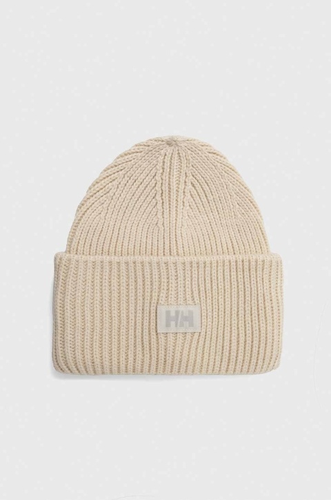 Helly Hansen czapka HH RIB BEANIE kolor beżowy z grubej dzianiny 54020 - zdjęcie produktu nr 1