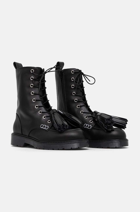 JW Anderson botki Tassel damskie kolor czarny na płaskim obcasie ANW43001A - zdjęcie produktu nr 2