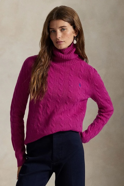 Polo Ralph Lauren sweter wełniany damski kolor różowy lekki z golfem 211888686 - zdjęcie produktu nr 1