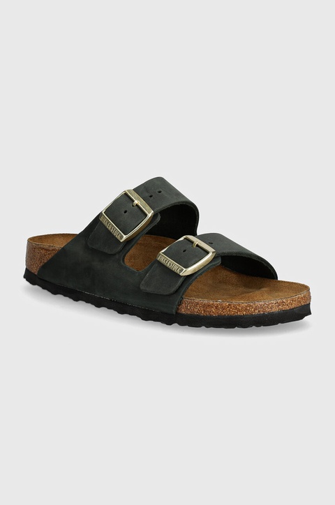 Birkenstock klapki nubukowe Arizona kolor zielony 1028030 - zdjęcie produktu nr 1