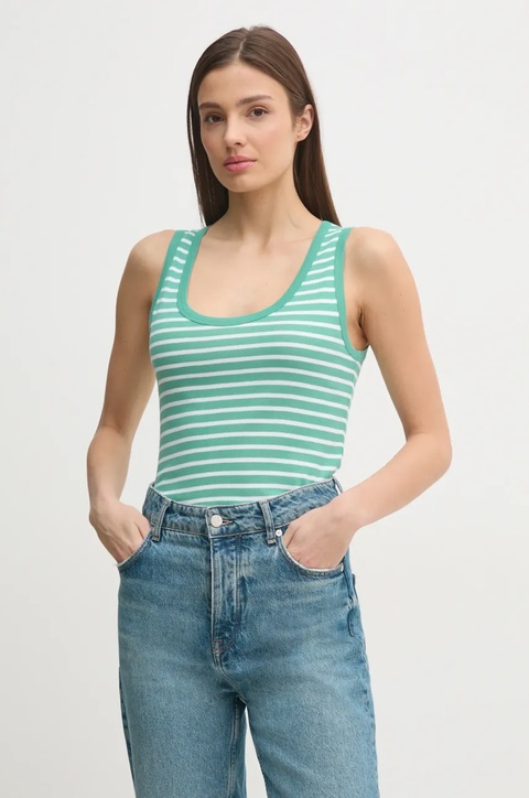 United Colors of Benetton top bawełniany kolor turkusowy 30YSDH010 - zdjęcie produktu nr 1