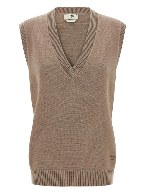 FENDI V-neck cashmere tank top - Brown - zdjęcie produktu nr 1