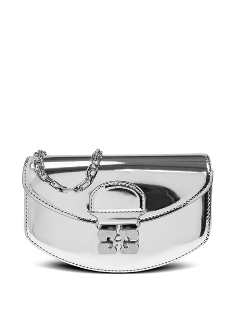 GANNI metallic-effect clasp chain mini bag - Grey - zdjęcie produktu nr 1