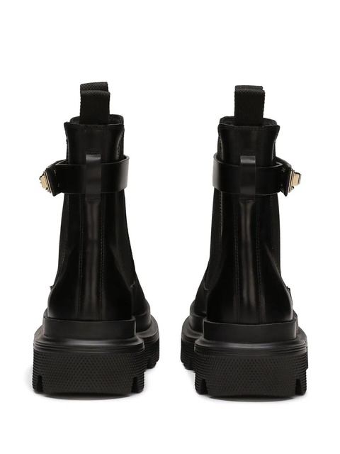Dolce & Gabbana branded-strap leather Chelsea boots - Black - zdjęcie produktu nr 2