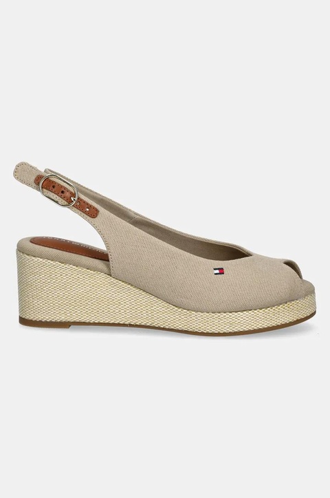 Tommy Hilfiger sandały FLAG MID WEDGE ESPAD SLINGBACK kolor beżowy FW0FW08595 - zdjęcie produktu nr 2