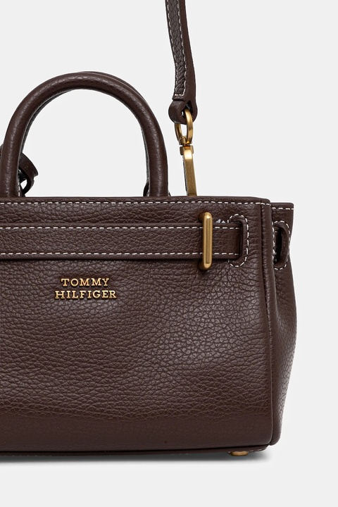 Tommy Hilfiger torebka skórzana kolor brązowy AW0AW18167 - zdjęcie produktu nr 2