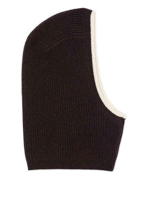 SANDRO ribbed contrast-trim balaclava - Brown - zdjęcie produktu nr 1