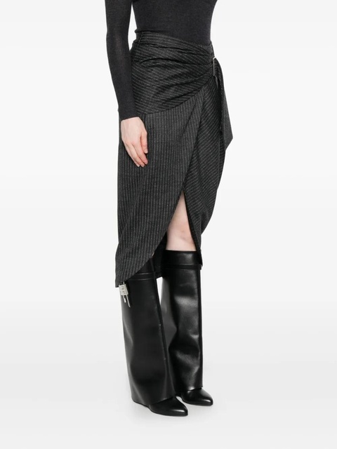 ISABEL MARANT pinstripe belted wrap skirt - Grey - zdjęcie produktu nr 2