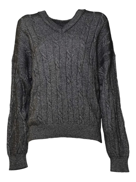 SOLOTRE cable-knit V-neck sweater - Grey - zdjęcie produktu nr 1