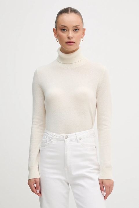 United Colors of Benetton sweter kaszmirowy kolor beżowy lekki z golfem 1033D202D - zdjęcie produktu nr 1