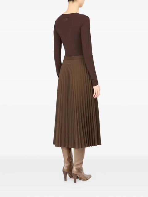 MM6 Maison Margiela A-line midi pleated skirt - Brown - zdjęcie produktu nr 1