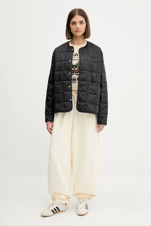 adidas Originals kurtka Quilted Liner kolor czarny przejściowa oversize JX8823 - zdjęcie produktu nr 2