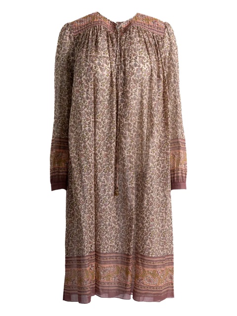 Chloé floral-print gathered-detail midi dress - Neutrals - zdjęcie produktu nr 1